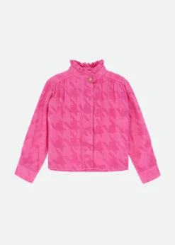 Dana Houndstooth Blouse Pop Pink