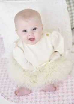 Dawn Tulle Trim Baby Dress Vanilla -Angels Face Negozio Dawn Baby Dress Vanilla Lifestyle 2