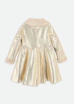 Dazzle Metallic Fur Long Coat Gold -Angels Face Negozio Dazzle Coat Gold Back