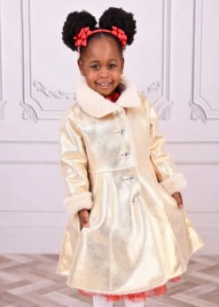 Dazzle Metallic Fur Long Coat Gold -Angels Face Negozio Dazzle Coat Gold lifestyle