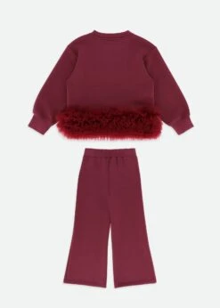 Deonne Tulle Trim Top And Jogger Set Burgundy -Angels Face Negozio Deonne Tracksuit Red Back