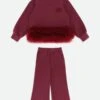 Deonne Tulle Trim Top And Jogger Set Burgundy 2 Deonne Tulle Trim Top And Jogger Set Burgundy -Angels Face Negozio Deonne Tracksuit Red Front