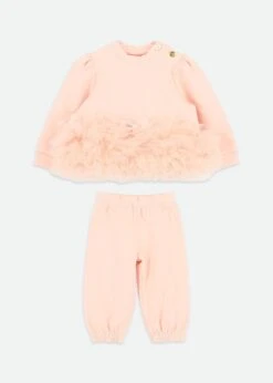 Deonne Tulle Trim Baby Tracksuit Blush Pink