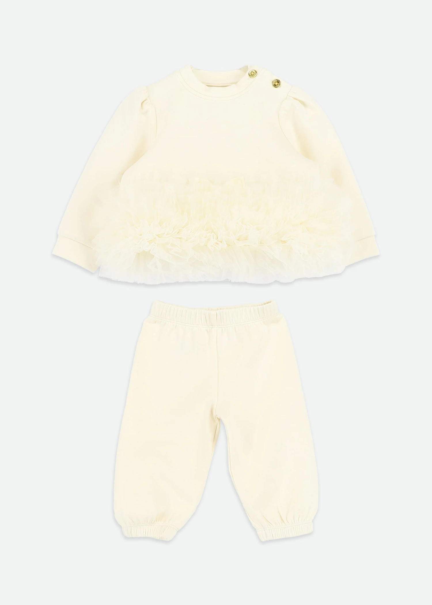 Deonne Tulle Trim Baby Tracksuit Vanilla 3 Deonne Tulle Trim Baby Tracksuit Vanilla