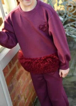 Deonne Tulle Trim Top And Jogger Set Burgundy -Angels Face Negozio Deonne Tracksuit Burgundy Lifestyle 1