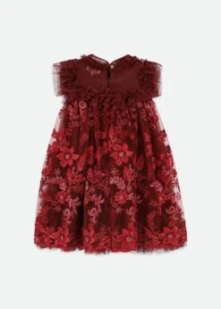 Dominique Flower Embroidery Dress Burgundy -Angels Face Negozio Dominique Dress TibetanRed Back