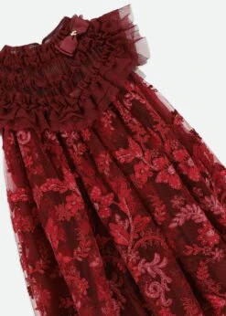 Dominique Flower Embroidery Dress Burgundy -Angels Face Negozio Dominique Dress TibetanRed Detail