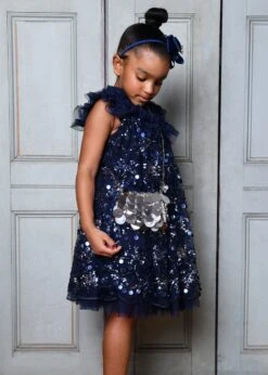 Dominique Flower Sequin Dress Navy -Angels Face Negozio Dominique Dress Navy Lifestyle 1