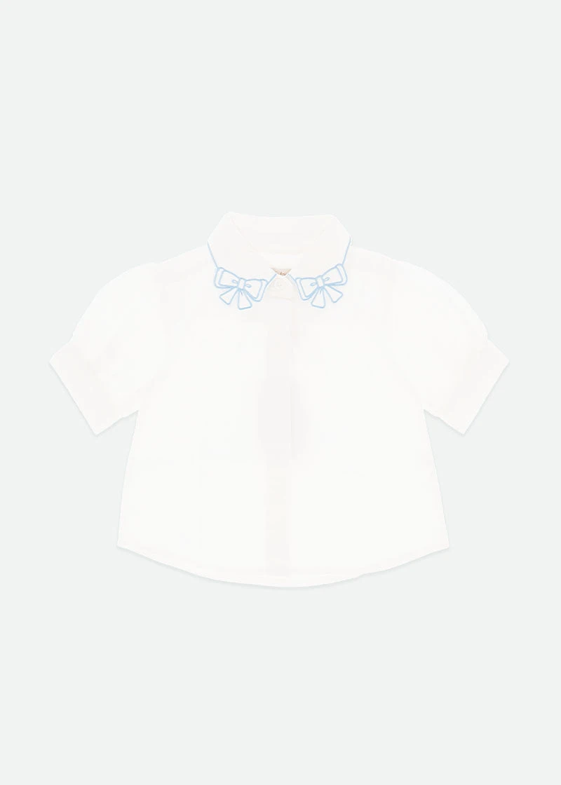 Elouise Sslv Blouse White Blue 3 Elouise Sslv Blouse White Blue