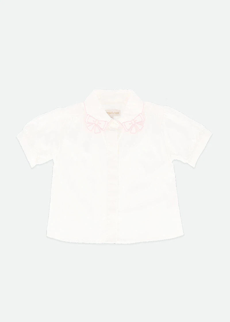 Elouise Sslv Blouse White Pink 3 Elouise Sslv Blouse White Pink