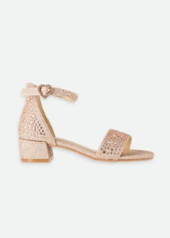 Erin Crystal Sandals Rose Gold 8 Erin Crystal Sandals Rose Gold -Angels Face Negozio Erin Heel Gold Side