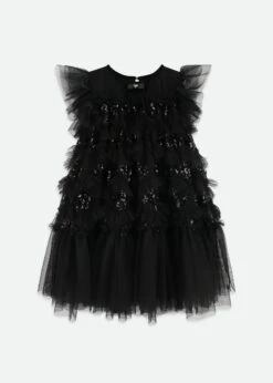 Etta Sequin Tulle Dress Black