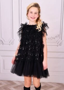 Etta Sequin Tulle Dress Black -Angels Face Negozio Etta Dress Black Lifestyle 1