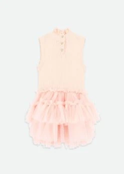 Eunice Sleeveless Knit With Tulle Dress Peach -Angels Face Negozio Eunice Dress Peach Back
