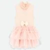 Eunice Sleeveless Knit With Tulle Dress Peach -Angels Face Negozio Eunice Dress Peach Front