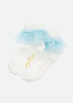 Frilly Socks Snowdrop Aqua -Angels Face Negozio Frilly Sock Aqua Back