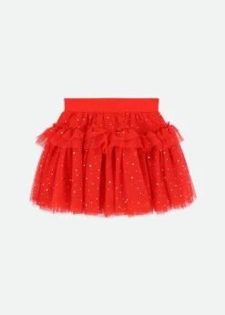 Georgian Gold Dot Skirt Fiery Red 7 Georgian Gold Dot Skirt Fiery Red -Angels Face Negozio Georgian Skirt Red Back