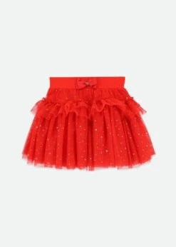 Georgian Gold Dot Skirt Fiery Red