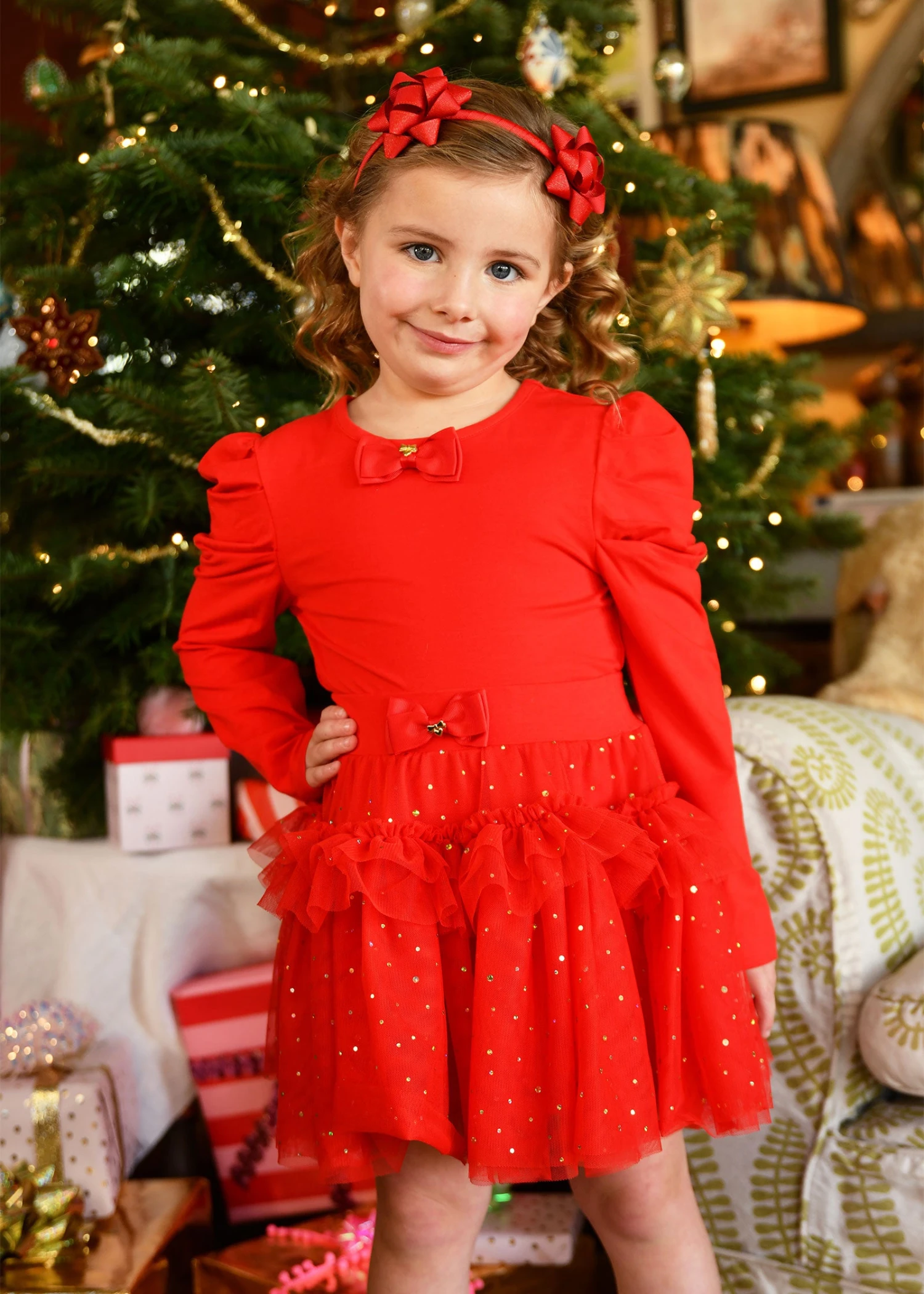 Georgian Gold Dot Skirt Fiery Red 4 Georgian Gold Dot Skirt Fiery Red - immagine 2