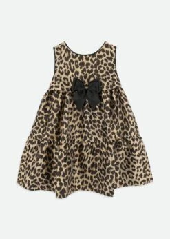 Georgie Leopard Tiered Dress Black