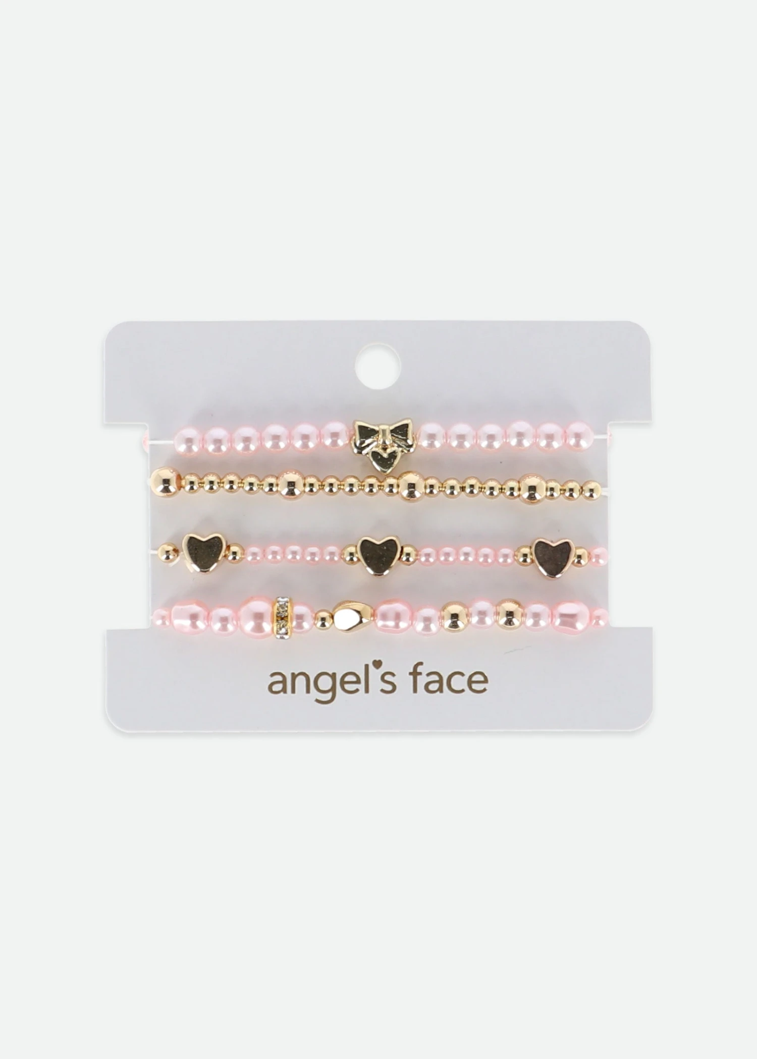 Heart And Pearl Bracelet Set Pink/Gold 5 Heart And Pearl Bracelet Set Pink/Gold - immagine 3