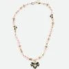 Heart And Pearl Necklace Pink/Gold