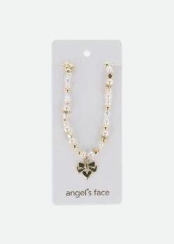 Heart And Pearl Necklace Snowdrop/Gold 7 Heart And Pearl Necklace Snowdrop/Gold -Angels Face Negozio Heart Necklace Snowdrop Card
