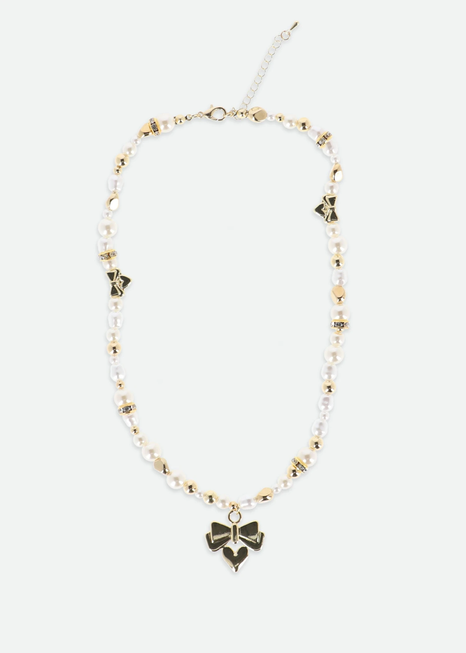 Heart And Pearl Necklace Snowdrop/Gold 3 Heart And Pearl Necklace Snowdrop/Gold