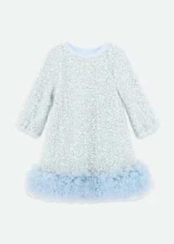 Jeanette Boucle Sequin Dress Pale Blue