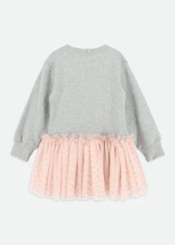 Juniper Sweat Dress With Heart Tulle Bow Grey 11 Juniper Sweat Dress With Heart Tulle Bow Grey -Angels Face Negozio Juniper Dress Grey Back