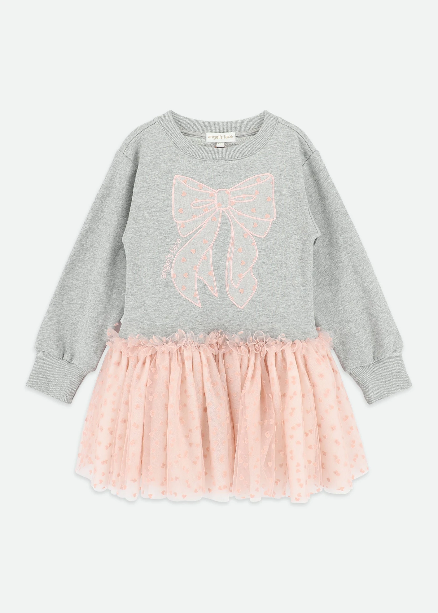 Juniper Sweat Dress With Heart Tulle Bow Grey 3 Juniper Sweat Dress With Heart Tulle Bow Grey