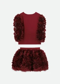 Khaila 3D Tulle Top And Skirt Set Burgundy -Angels Face Negozio Khaila Set Red Back