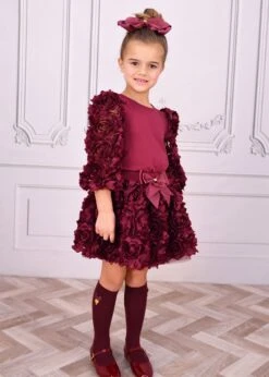 Khaila 3D Tulle Top And Skirt Set Burgundy -Angels Face Negozio Khaila Set Burgundy Lifestyle