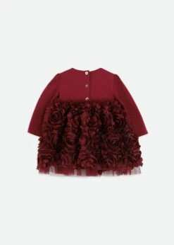 Lively Baby 3D Roses Dress Burgundy -Angels Face Negozio Lively Baby Dress Burgundy Back