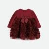 Lively Baby 3D Roses Dress Burgundy 1 Lively Baby 3D Roses Dress Burgundy -Angels Face Negozio Lively Baby Dress Burgundy Front
