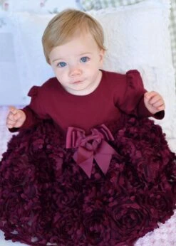 Lively Baby 3D Roses Dress Burgundy -Angels Face Negozio Lively Baby Dress Red Lifestyle