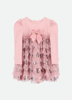 Lively Sequin Tulle Dress Tea Rose