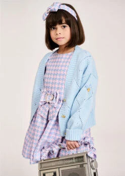 Lou Heart Knit Cardigan Blue -Angels Face Negozio Lou Cardigan Blue Lifestyle