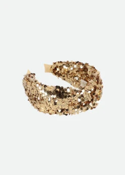 Lourdes Sequin Headband Gold -Angels Face Negozio Lourdes Headband Gold Side