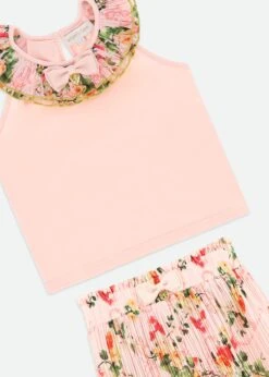 Lucile Primrose Top & Shorts Set Pale Pink -Angels Face Negozio Lucille Set Peach Detail