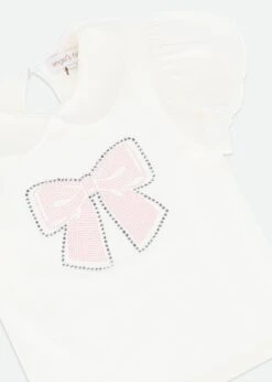 Mallory Bow Top Snowdrop -Angels Face Negozio Mallory Top Snowdrop Detail