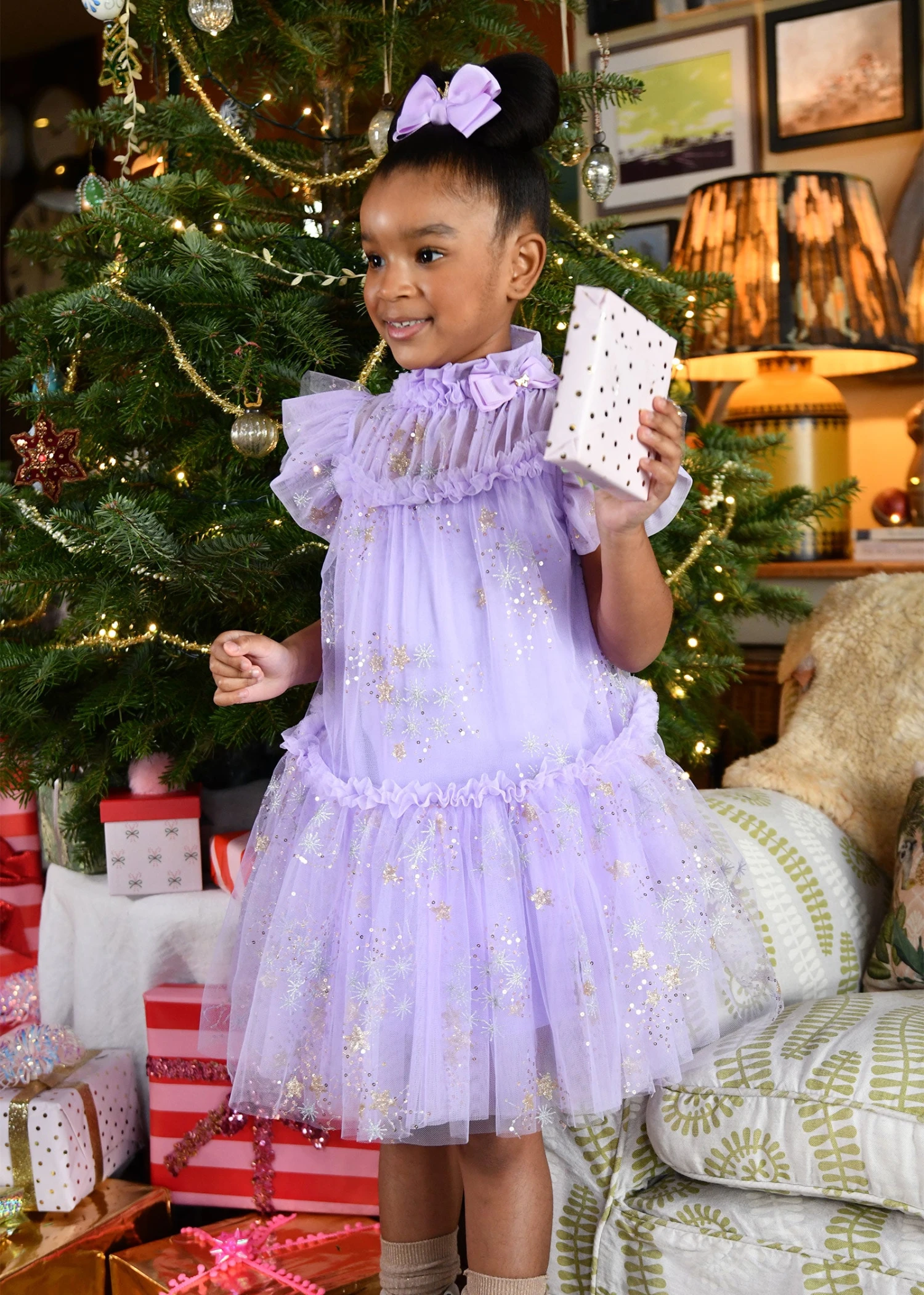 Marietta Multi Glitter Star Dress Lilac 6 Marietta Multi Glitter Star Dress Lilac - immagine 4