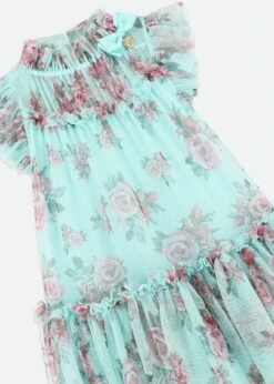 Marigold Roses Dress Aqua Marine -Angels Face Negozio Marigold Dress Aqua Detail