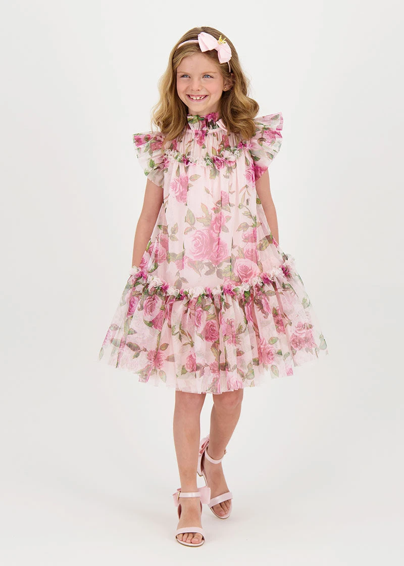 Marigold Roses Tulle Dress Pink 5 Marigold Roses Tulle Dress Pink - immagine 3