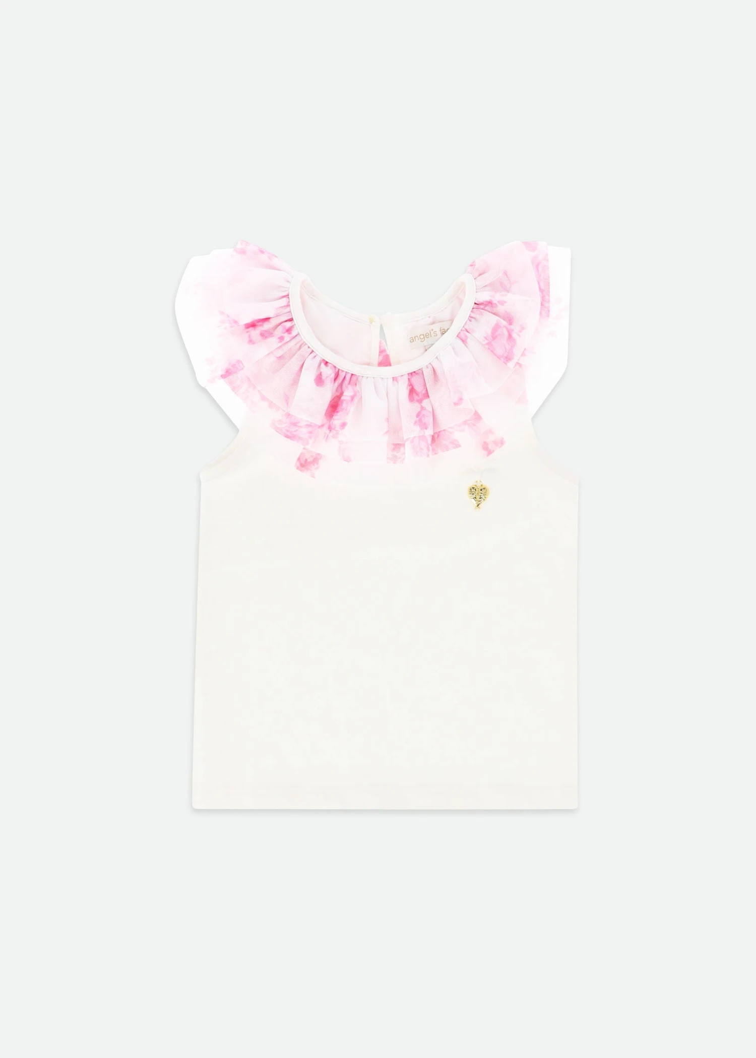 Marlene Roses Ruffle Top Snowdrop/Pink 3 Marlene Roses Ruffle Top Snowdrop/Pink