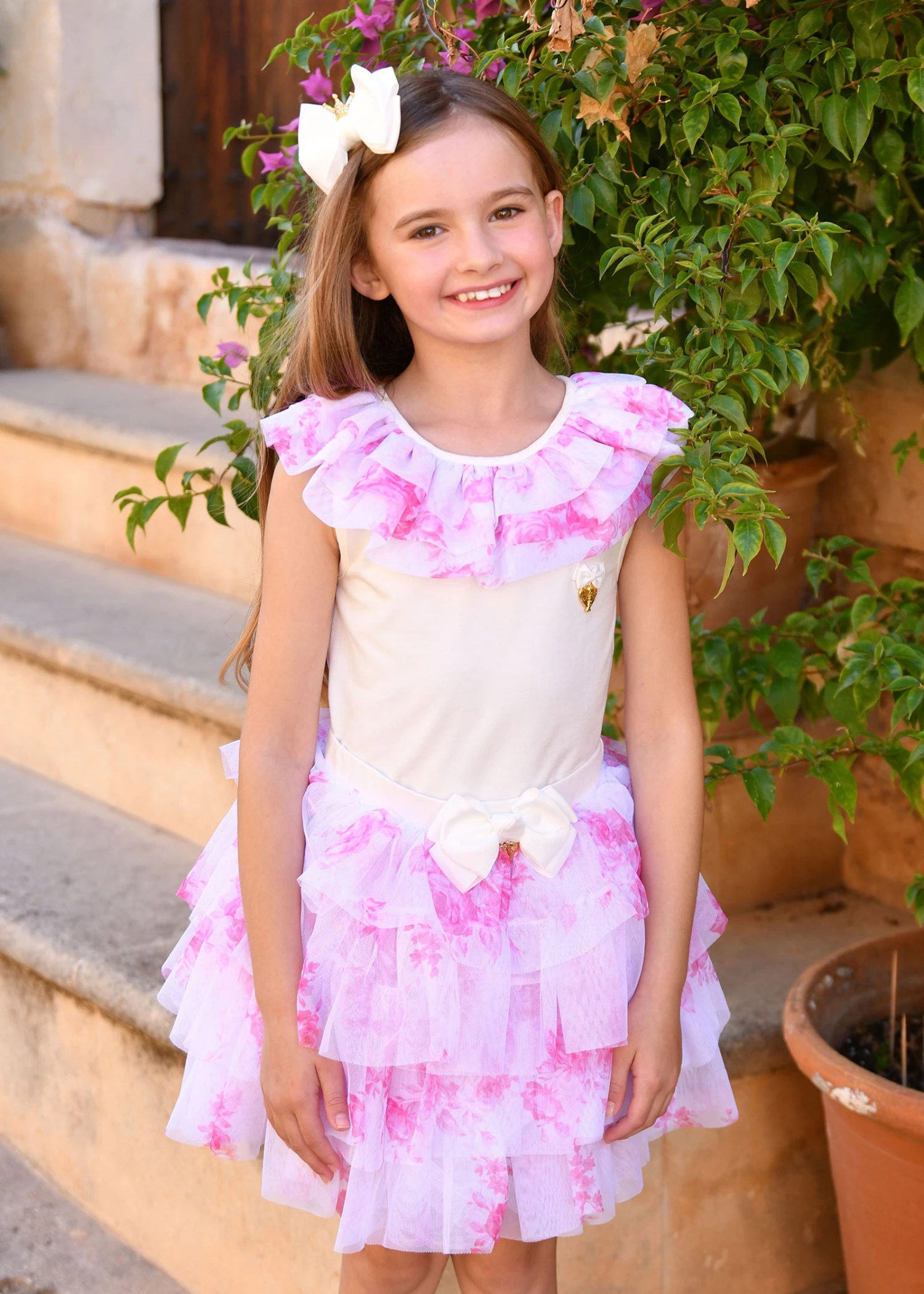 Marlene Roses Ruffle Top Snowdrop/Pink 4 Marlene Roses Ruffle Top Snowdrop/Pink - immagine 2