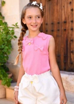 Morag Sleeveless Knit Begonia Pink -Angels Face Negozio Morag Vest Begonia Pink Campaign