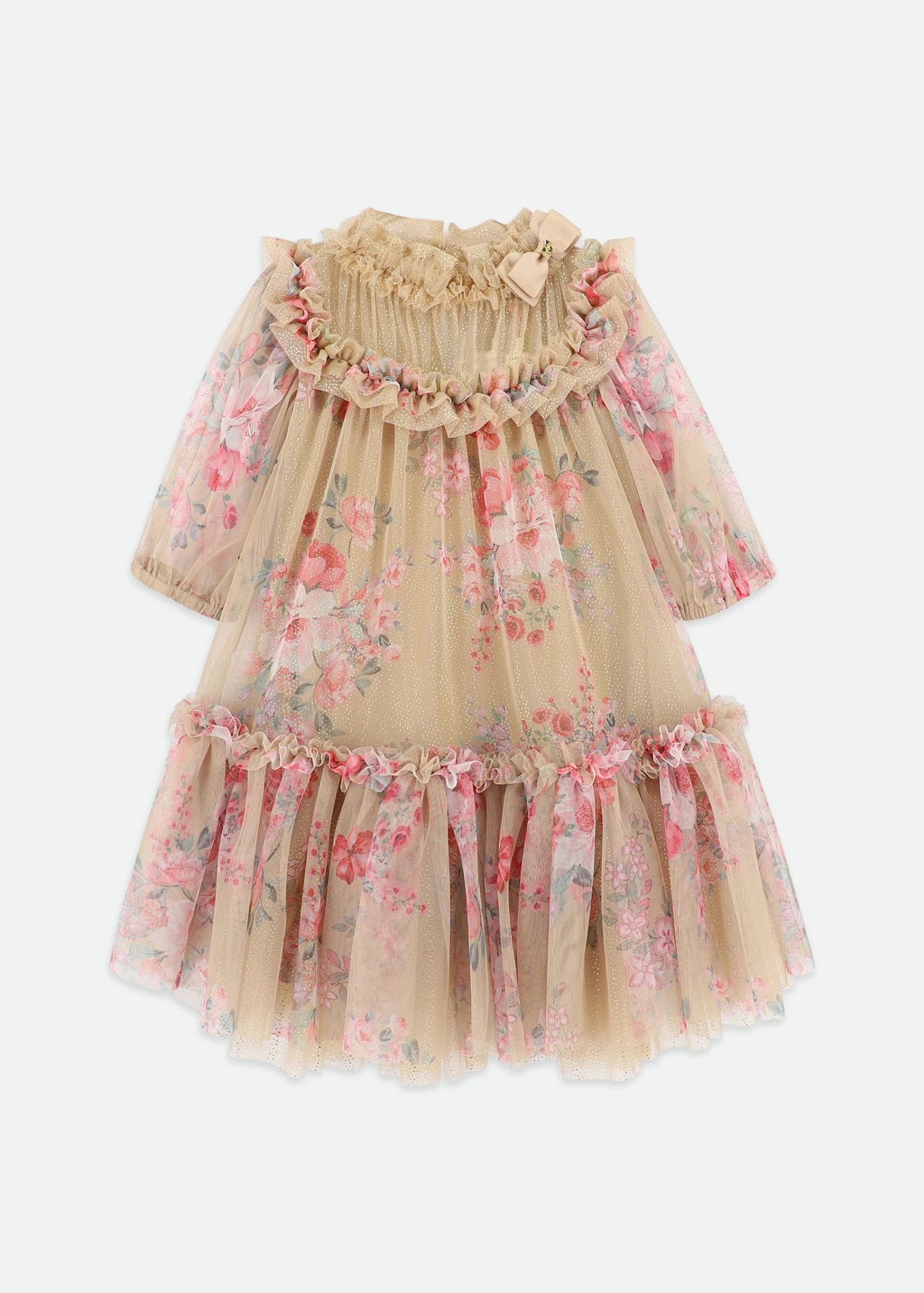 Myrtisa Flower Tulle Dress Sand 3 Myrtisa Flower Tulle Dress Sand