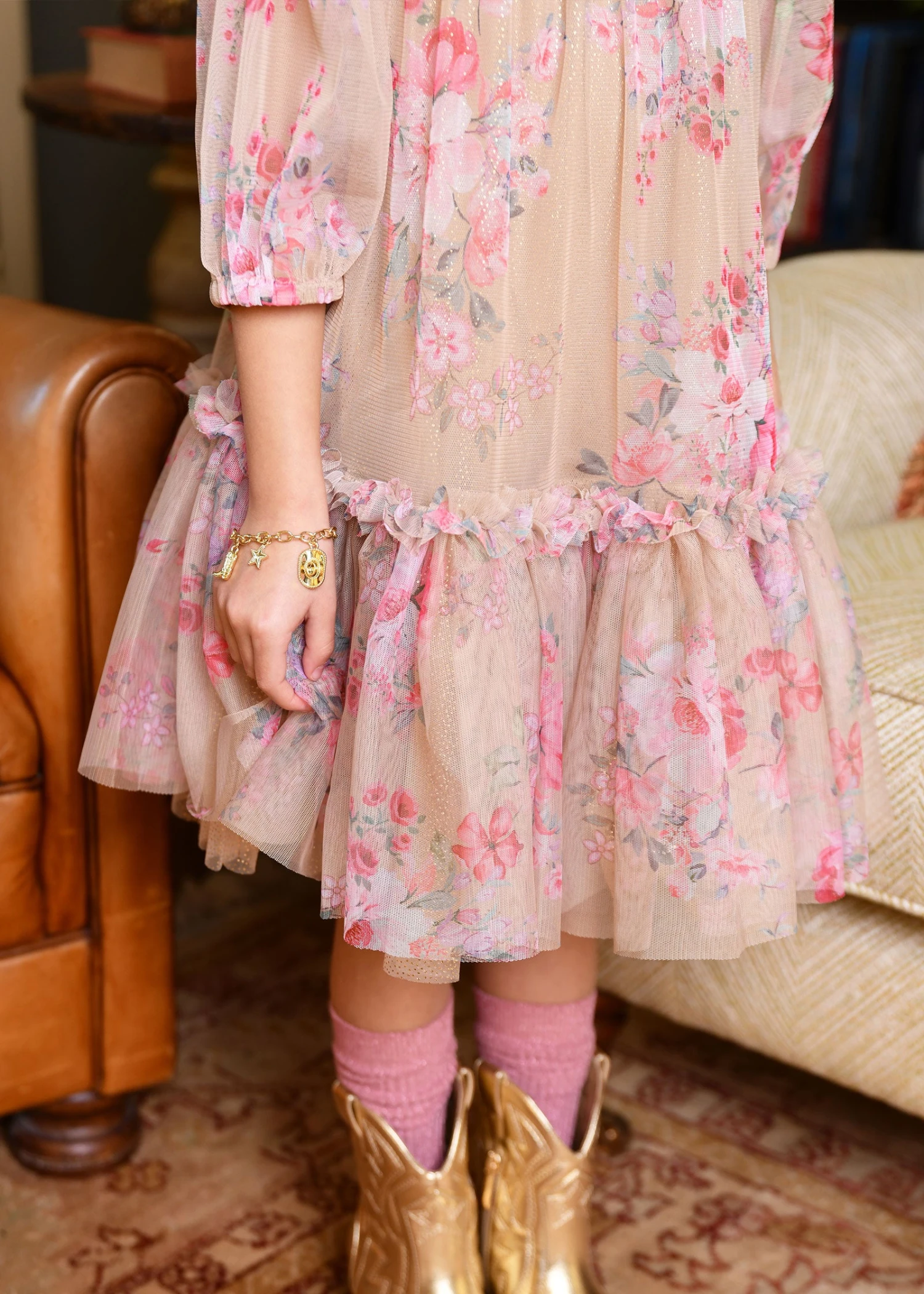 Myrtisa Flower Tulle Dress Sand 6 Myrtisa Flower Tulle Dress Sand - immagine 4