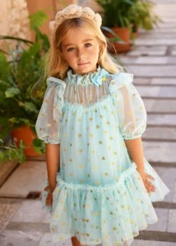 Myrtle Gold Hearts Tulle Dress Aqua -Angels Face Negozio Mytle Dress Aqua Campaign 6508c60b 125f 4739 836d 8ba8bc18eda9
